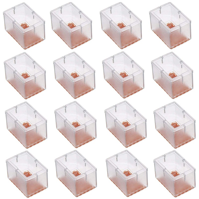 Maydahui 16 PCS Rectangle Chair Leg Floors Protector Silicone with Felt Furniture Pads Table Feet Caps Indoors Outdoors Fit Length 1-8/9 to 2-1/12 Inch ï¼ˆ48-53 mmï¼‰,Width 1-1/7to 1-2/7 Inch ï¼ˆ29-33 mmï¼‰ - Image 1